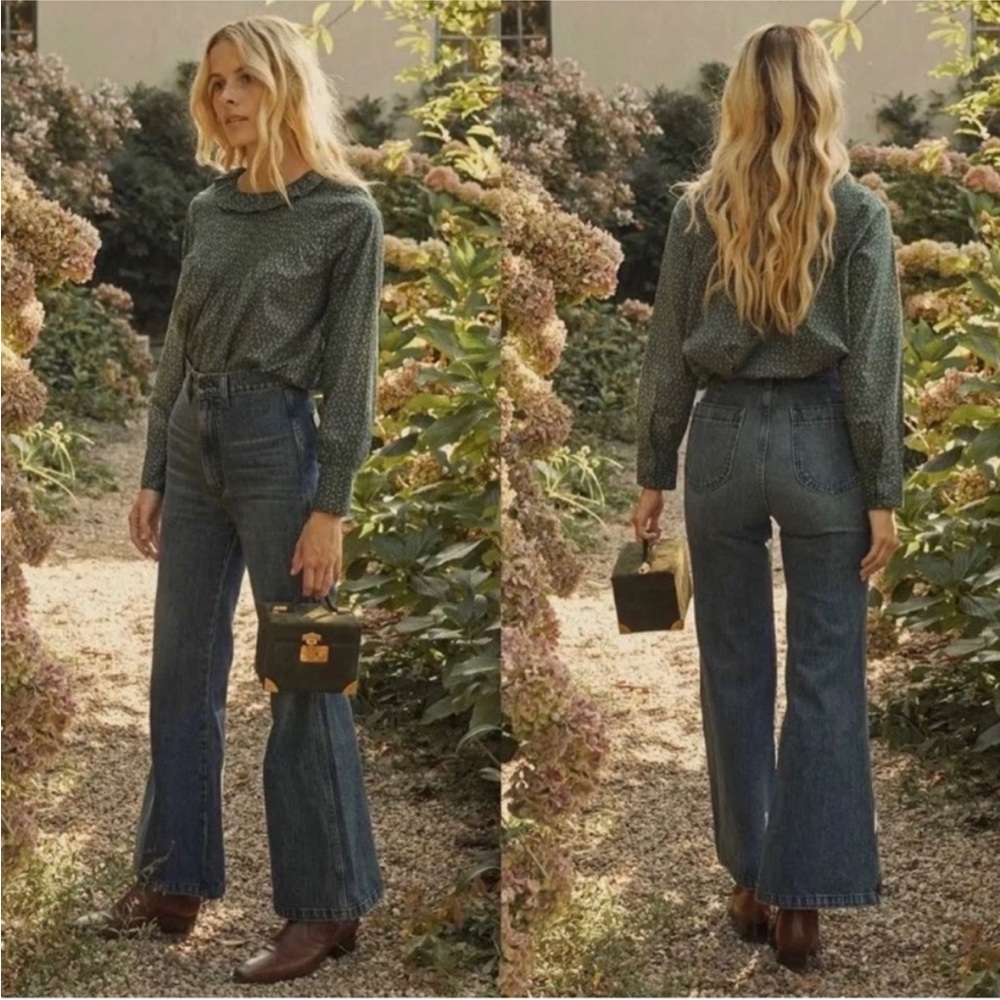 Doen | NWT Plum Top in Evergreen Ditsy XS